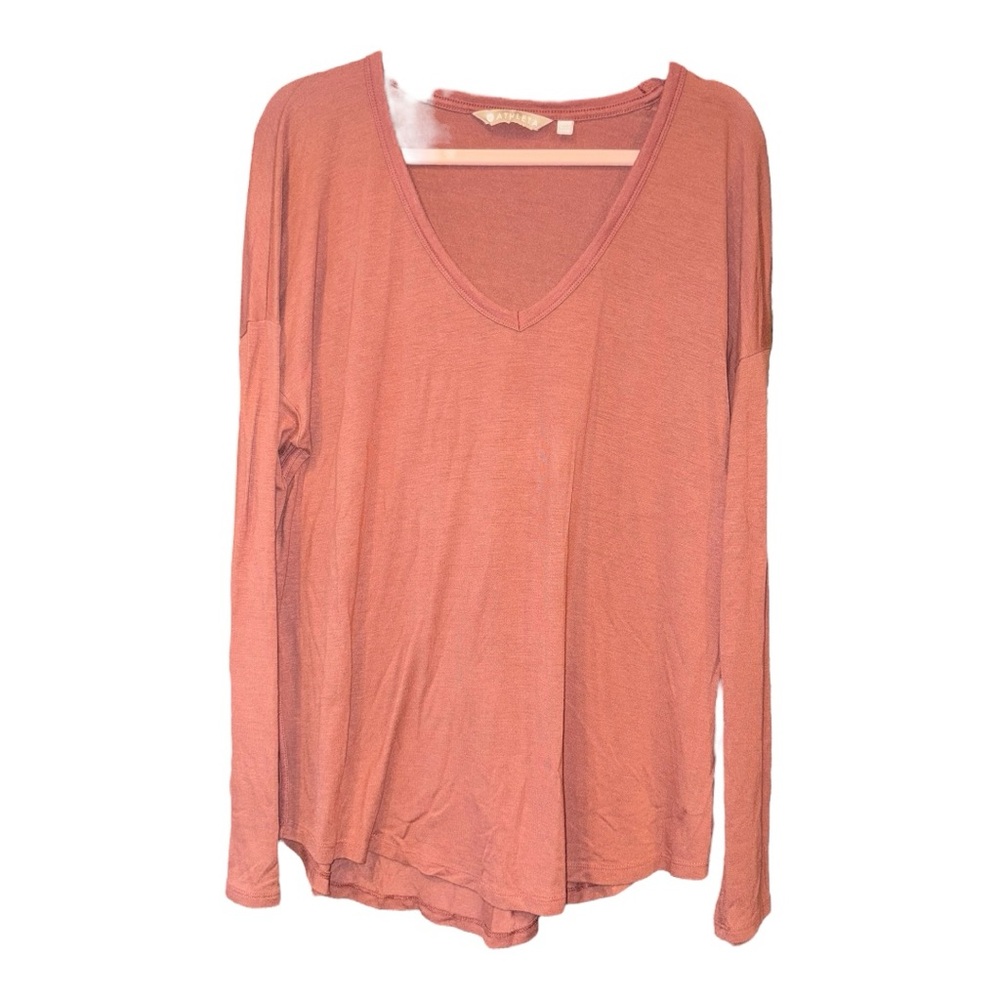Athleta Long Sleeve V-Neck Relaxed Tee Rose athleisure gym casualSize L ART